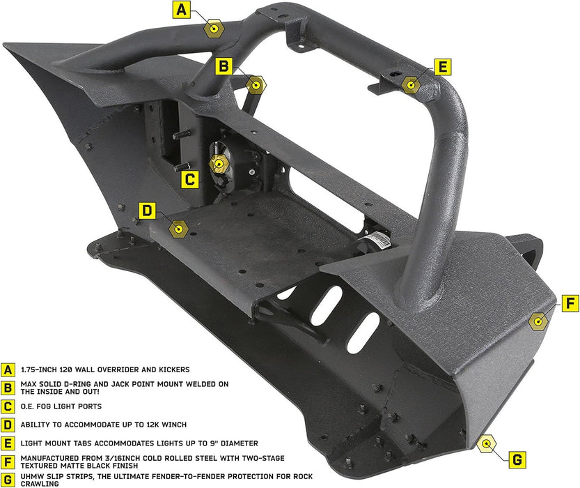 SmittyBilt XRC Winch Front Bumper for 2007-2018 Jeep Wrangler JK - Recon Recovery