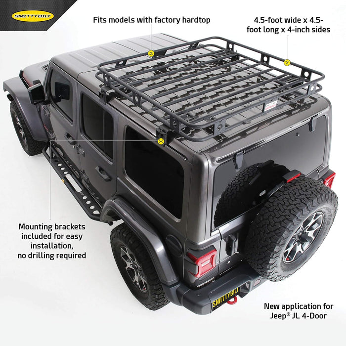 Smittybilt Bed Rack Smittybilt Defender Overland Roof Rack For 2018-2025 Wrangler JL ...