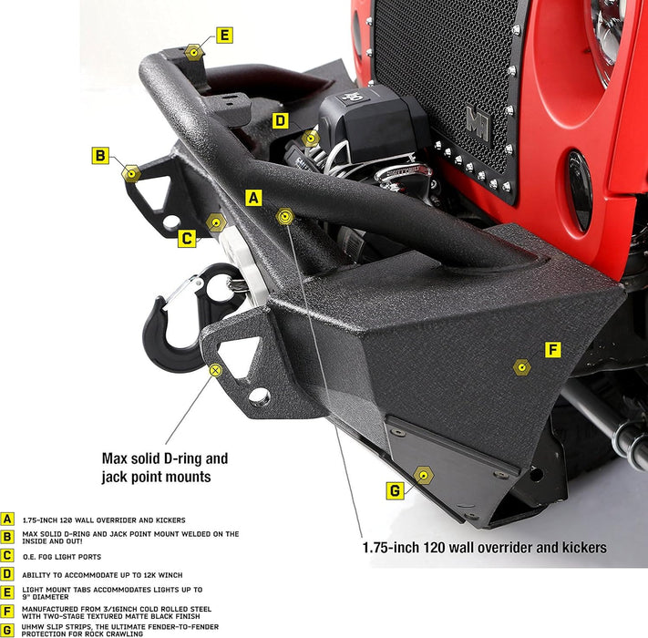 SmittyBilt XRC Winch Front Bumper for 2007-2018 Jeep Wrangler JK - Recon Recovery