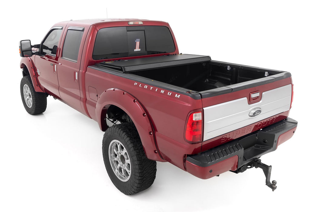 Rough Country Low Profile Tri Fold Aluminum Tonneau Cover for 1999 - 2016 Ford F250 F350 (6' 10" Bed) - Recon Recovery