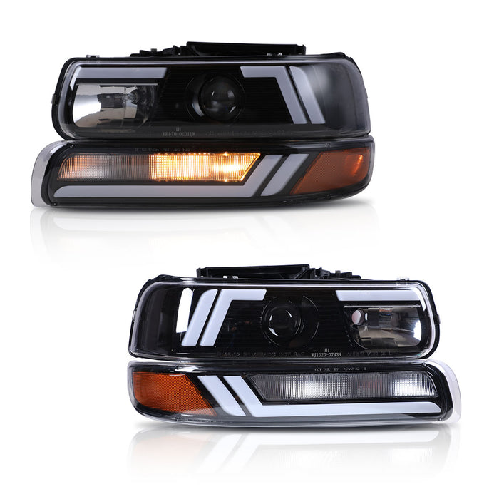 Winjet Projector Headlights for 1999-2002 Chevrolet Silverado 1500/2500