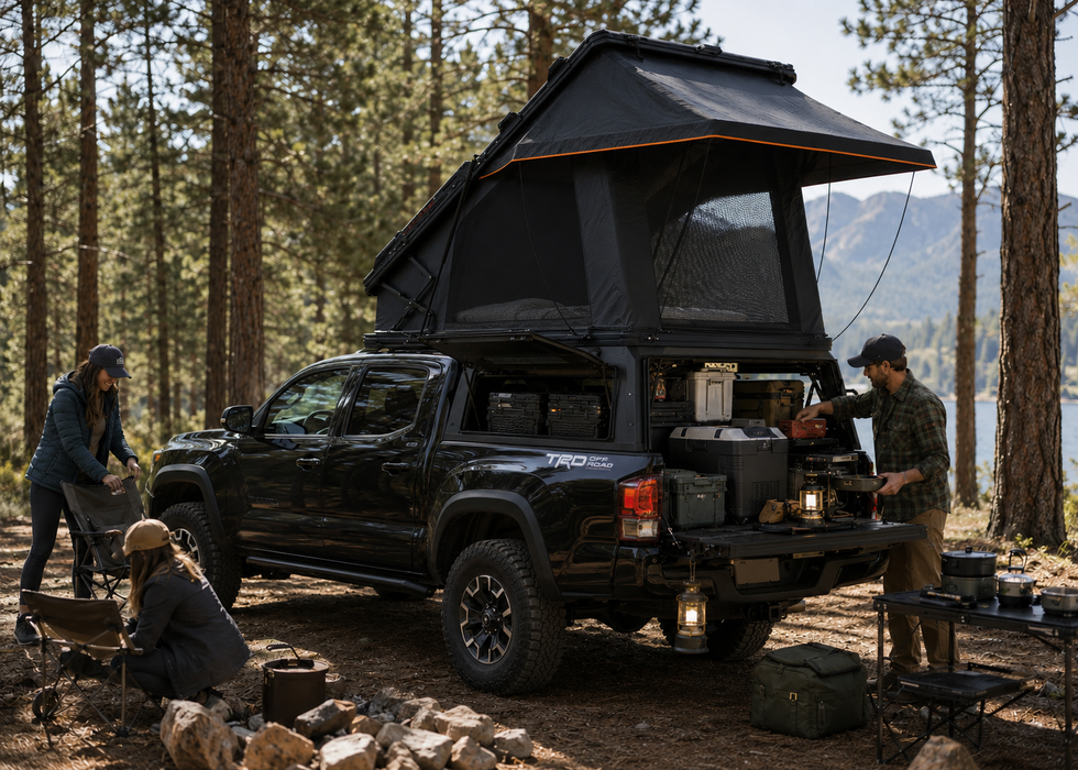 OPENROAD Aluminum Truck Topper with Integrated Rooftop Tent For 2019-2026 Jeep Gladiator JT