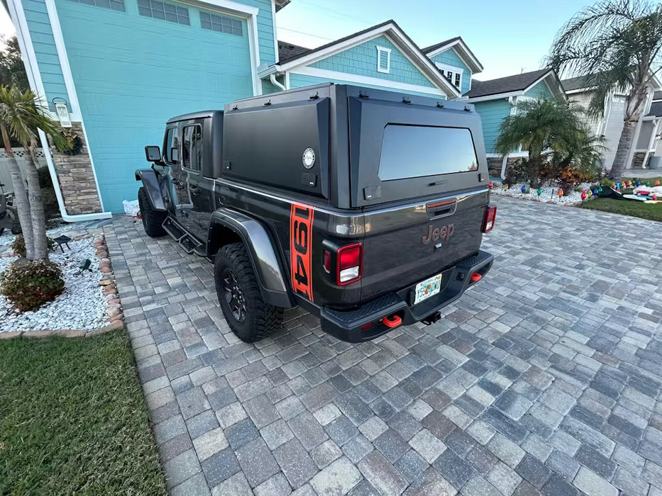 OVS Expedition Stainless Steel Truck Cap with Wing Doors For 2019-2027 Jeep Gladiator JT