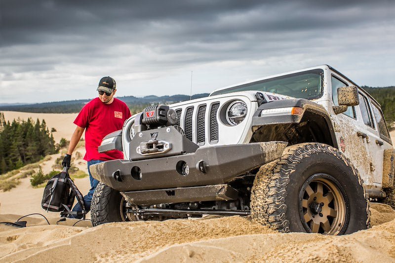 WARN M8274 - S Winch | 10,000 lb Upright Icon with 150ft Synthetic Rope & 6 HP Motor - Recon Recovery