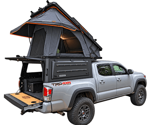 OPENROAD Aluminum Truck Topper with Integrated Rooftop Tent For 2016-2023 Toyota Tacoma 5ft Bed - Recon Recovery