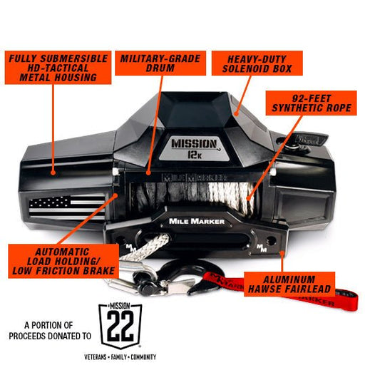 Mile Marker Mission Winch Flag Series - 12k - Recon Recovery