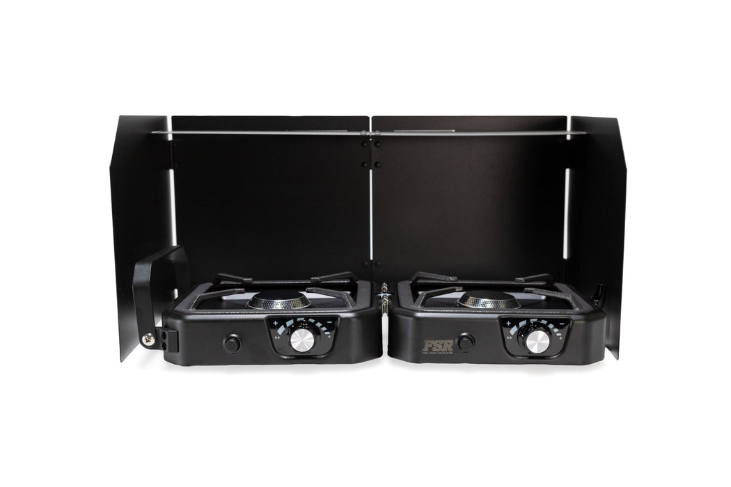 FSR Portable 2 Burner Camp Stove & Wind Screen | Dual Burner Outdoor Cooking - Recon Recovery