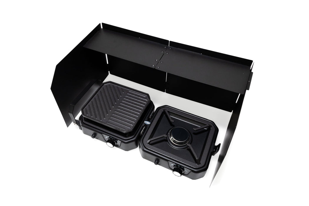 FSR Portable 2 Burner Camp Stove & Wind Screen | Dual Burner Outdoor Cooking - Recon Recovery