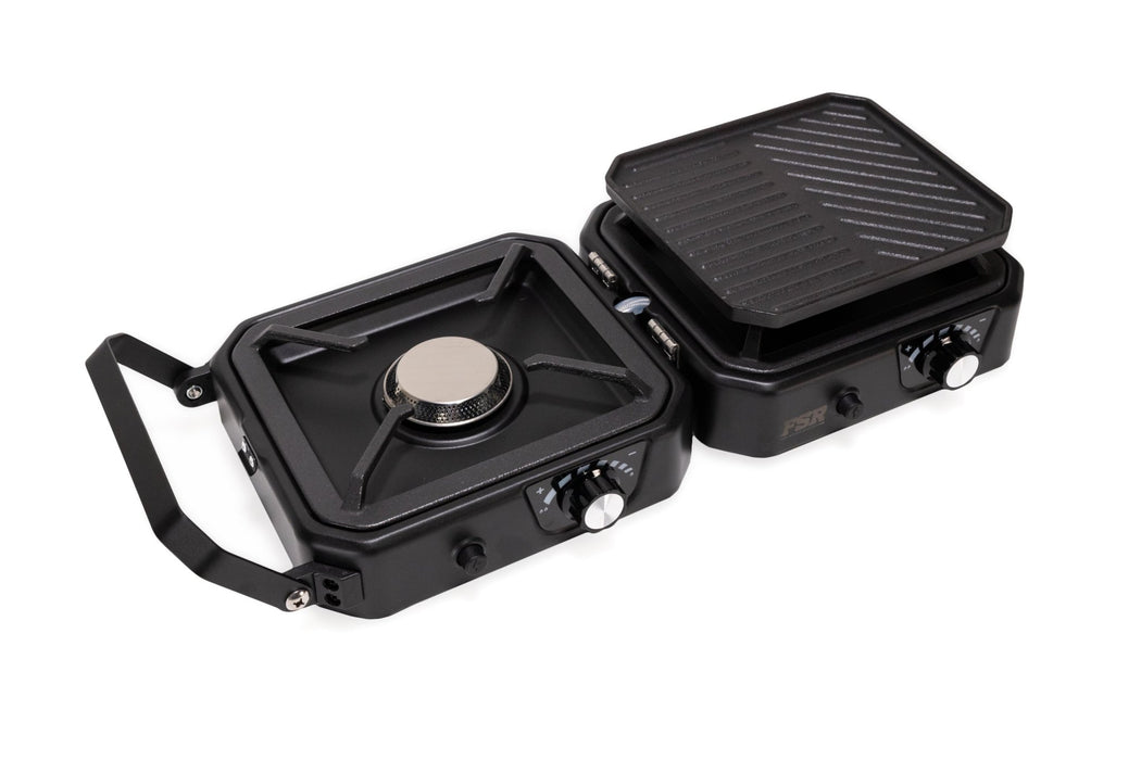 FSR Portable 2 Burner Camp Stove & Wind Screen | Dual Burner Outdoor Cooking - Recon Recovery