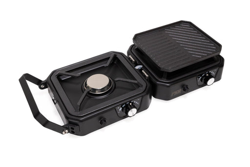 FSR Portable 2 Burner Camp Stove & Wind Screen | Dual Burner Outdoor Cooking - Recon Recovery