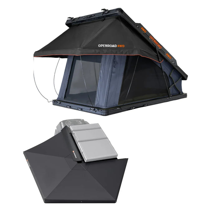 Openroad Aluminum Hard Shell X-Hinge Rooftop Tent with LED Lights - 4 Season - Recon Recovery