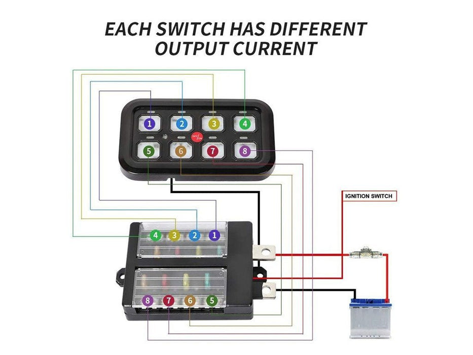 Vehicle Accessory 8 Switch Control System (Blue Backlighting) - Recon Recovery