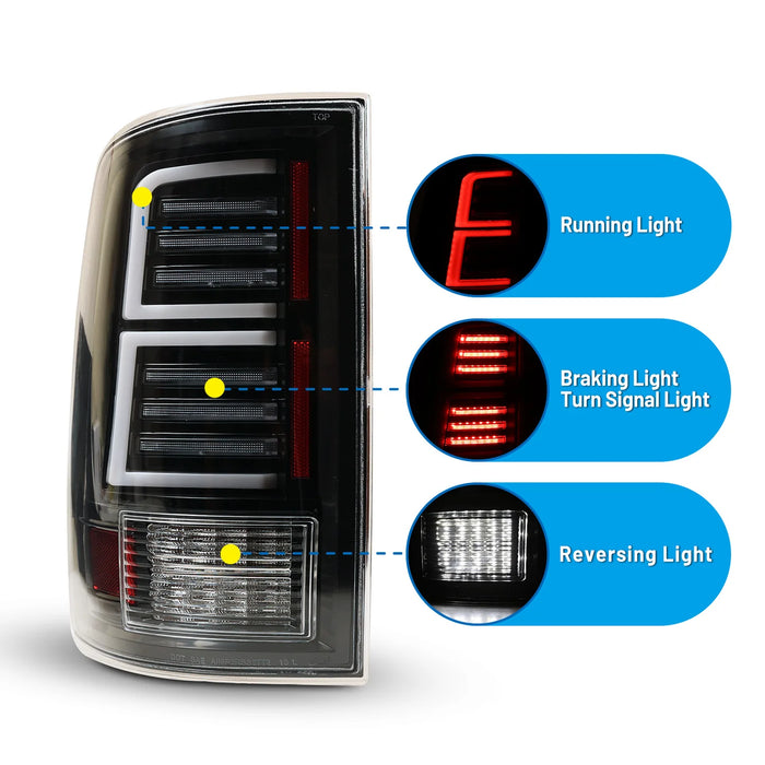 Winjet Sequential LED Tail Lights for 2009-2018 Ram 1500 - Recon Recovery