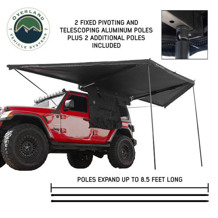 OVS Black XD Nomadic 180 Awning with HD Universal Brackets - Recon Recovery - Recon Recovery