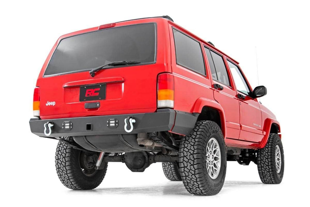 Rough Country High Clearance Rear Bumper With LED Lights for (84 - 01) Cherokee XJ 2WD / 4WD - Recon Recovery