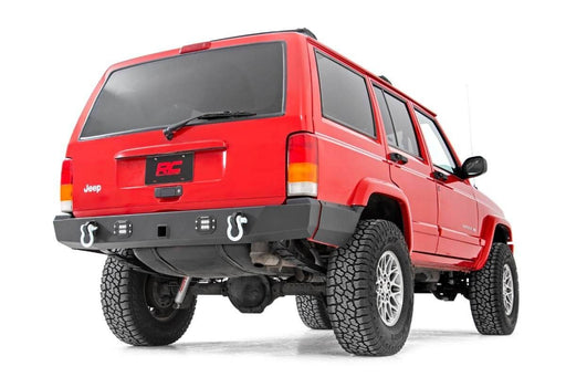 Rough Country High Clearance Rear Bumper With LED Lights for (84 - 01) Cherokee XJ 2WD / 4WD - Recon Recovery