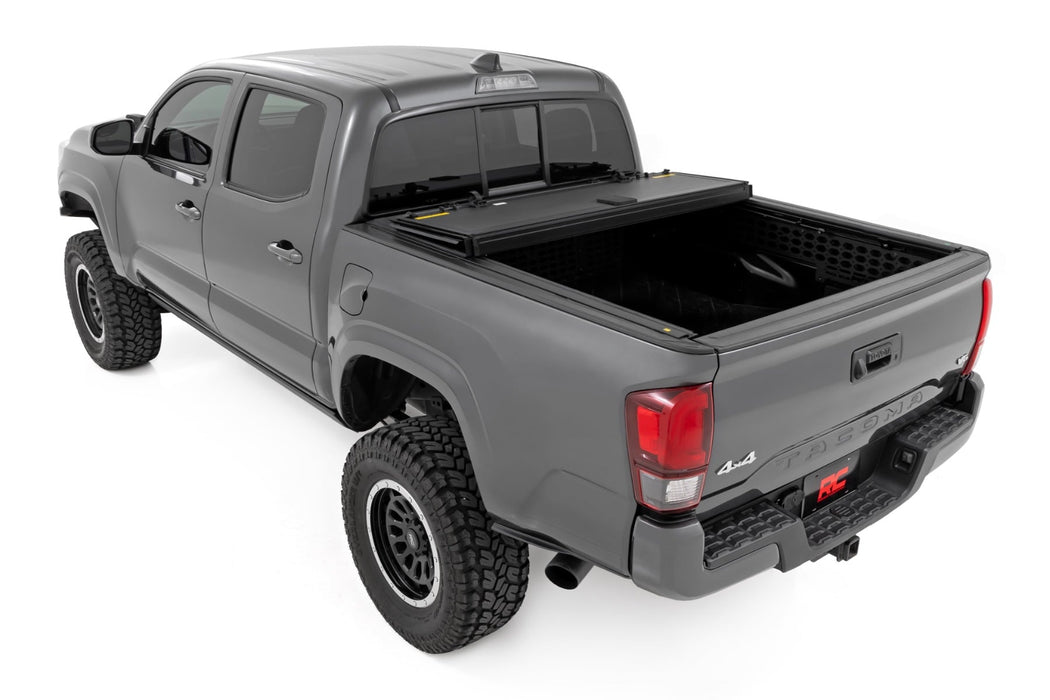 Rough Country Hard Tri - Fold Flip Up Bed Cover for 2005 - 2015 Toyota Tacoma - Recon Recovery