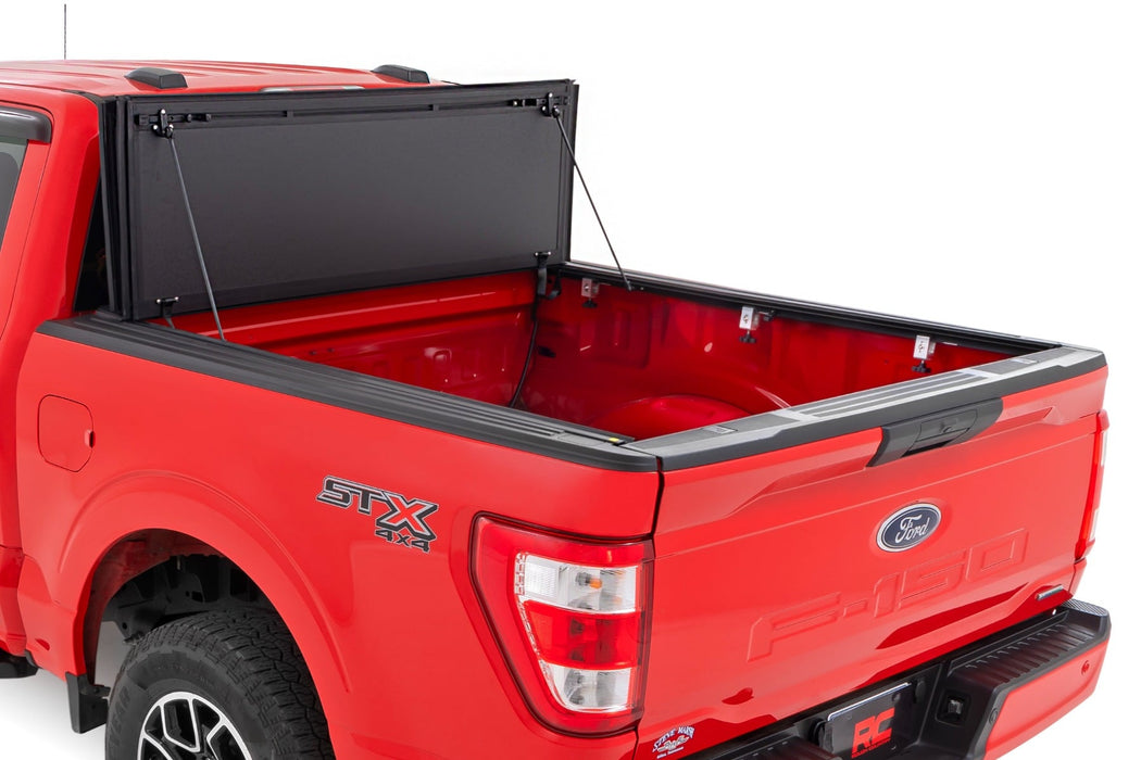 Rough Country Hard Tri - Fold Flip Up Bed Cover for 2015 - 2020 Ford F - 150 - Recon Recovery