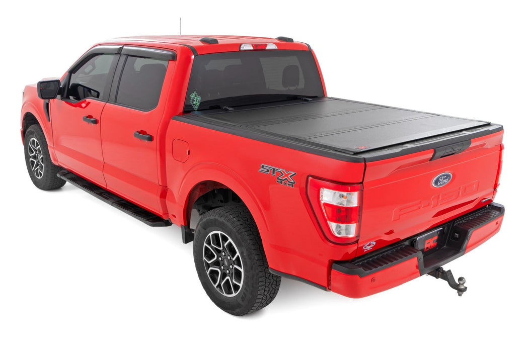 Rough Country 49221550 Tri Fold Aluminum Hard Tonneau Cover for 2021-2024 Ford F150