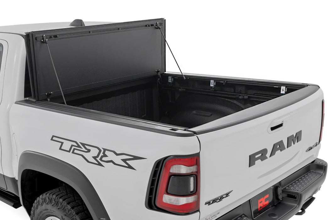 Rough Country Hard Tri - Fold Flip Up Bed Cover for 2021 - 2024 Ram 1500 & 1500 TRX - Recon Recovery