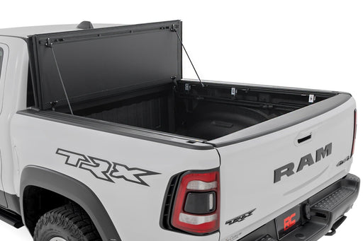 Rough Country Hard Tri - Fold Flip Up Bed Cover for 2021 - 2024 Ram 1500 & 1500 TRX - Recon Recovery