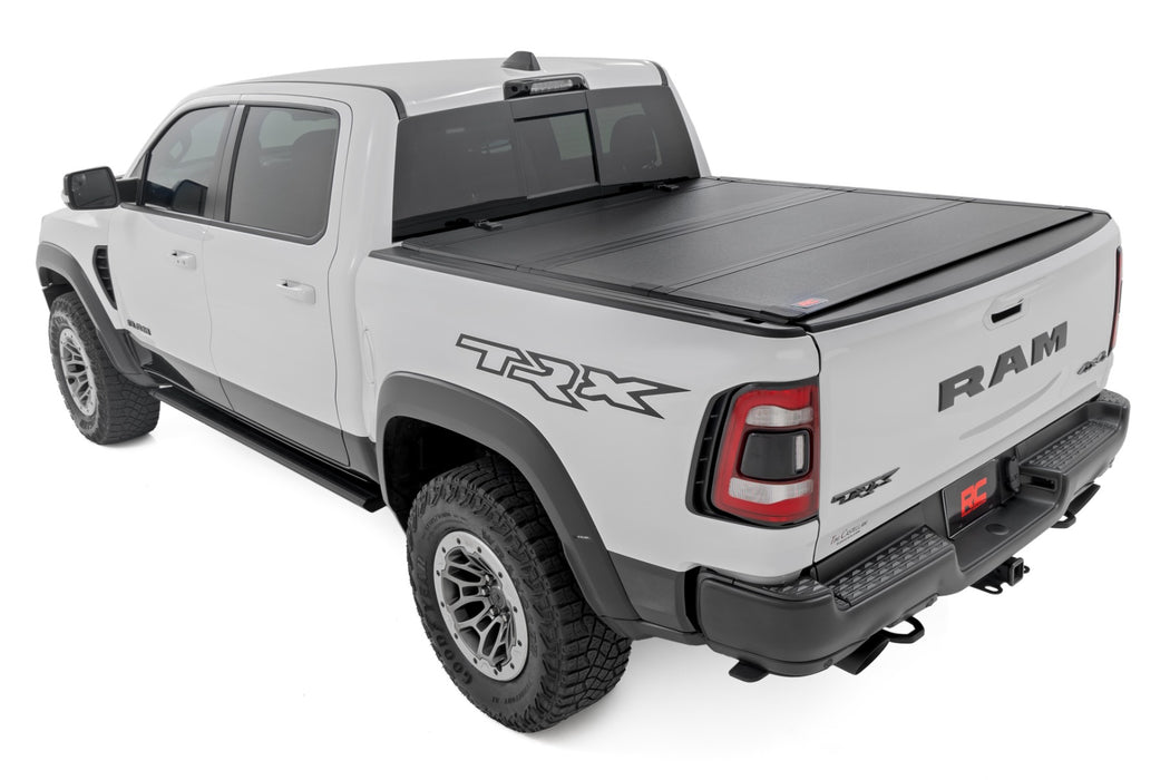 Rough Country Hard Tri - Fold Flip Up Bed Cover for 2021 - 2024 Ram 1500 & 1500 TRX - Recon Recovery