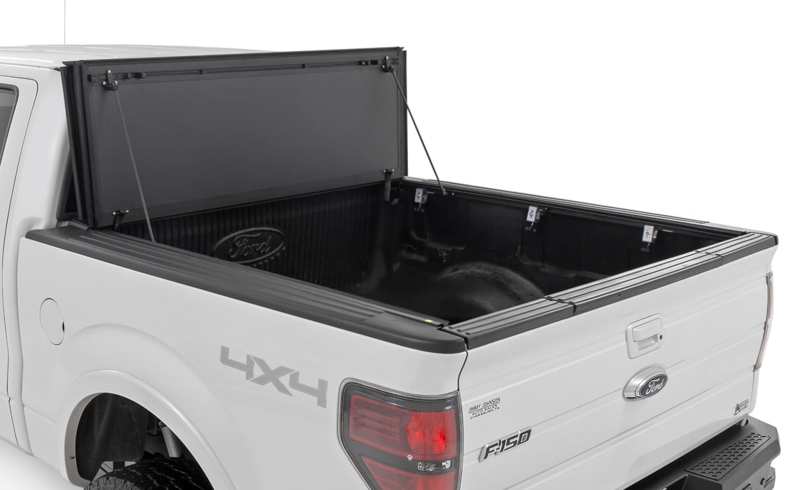 Rough Country Hard Tri - Fold Flip Up Bed Cover for 2004 - 2014 Ford F - 150 - Recon Recovery