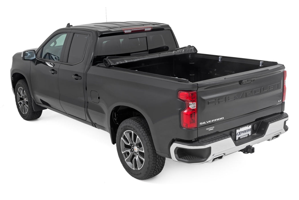 Rough Country Soft Roll Up Bed Cover for 2019 - 2026 Chevy/GMC Sierra 1500/Silverado 1500 - Recon Recovery