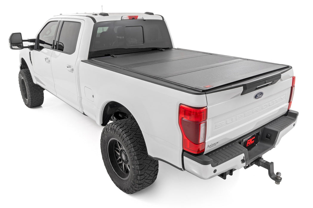 Rough Country Tri Fold Aluminum Tonneau Cover for 2017-2024 Ford F250 F350 (6' 10" Bed)