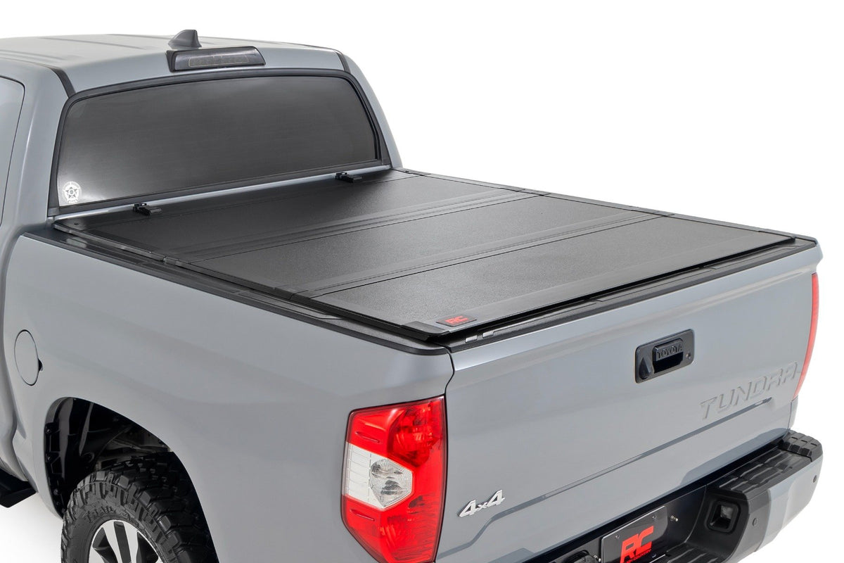 Rough Country Hard Tri Fold Tonneau Bed Cover for 2007-2021 Toyota Tun ...