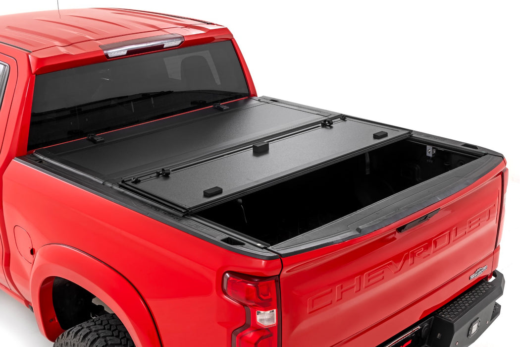 Rough Country Hard Tri Fold Aluminum Tonneau Cover for 2015-2022 Colorado Canyon