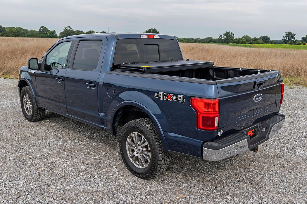 Rough Country Low Profile Tri Fold Aluminum Tonneau Cover for 2017-2024 Ford F-250 & F-350