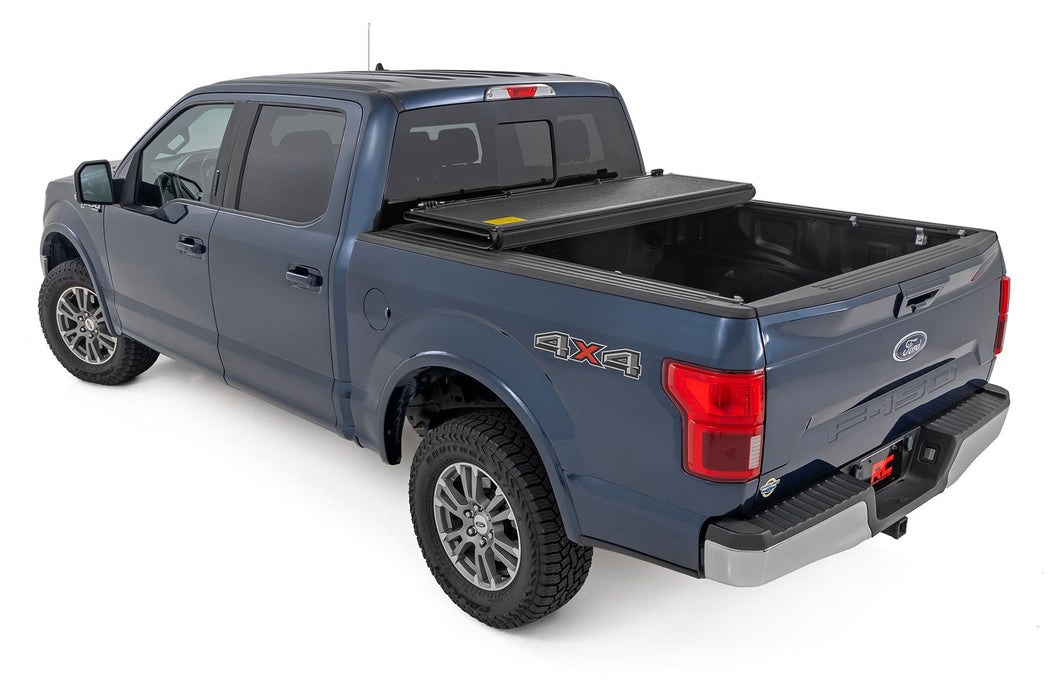 Rough Country Low Profile Tri Fold Aluminum Tonneau Cover for 2017-2024 Ford F-250 & F-350