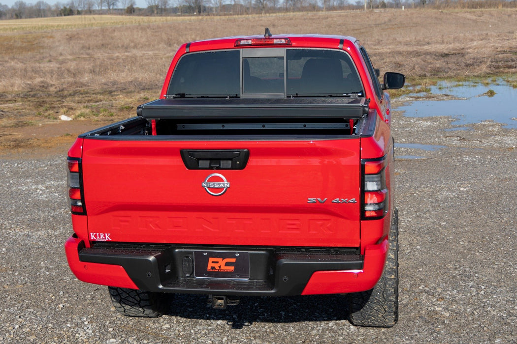 Rough Country Low Profile Tri Fold Aluminum Tonneau Cover for 2022 - 2025 Nissan Frontier (5' Bed) - Recon Recovery