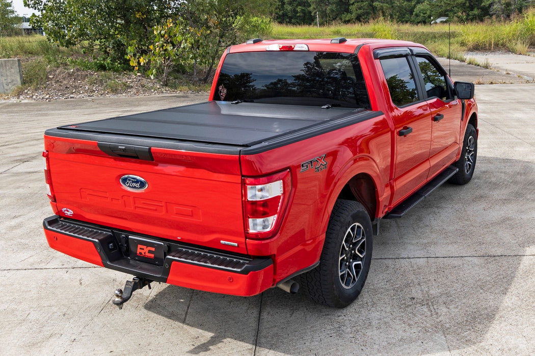 Rough Country 49221550 Tri Fold Aluminum Hard Tonneau Cover for 2021-2024 Ford F150