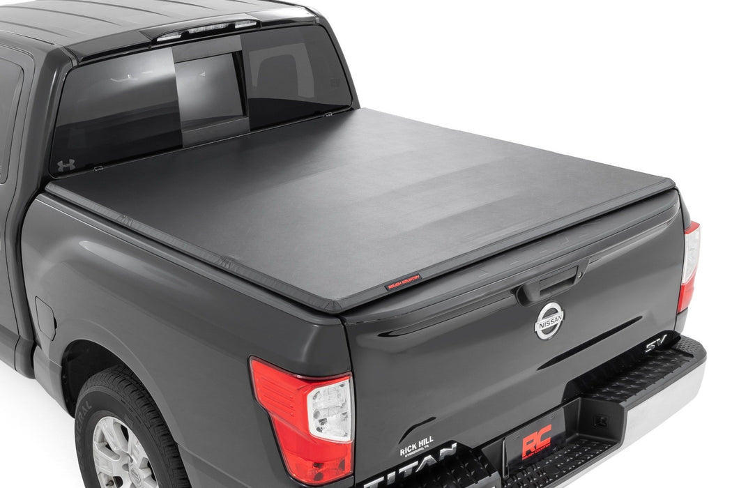 Rough Country Tri - Fold Soft Tonneau Cover for 2017 - 2024 NISSAN TITAN (5'7" Bed) - Recon Recovery