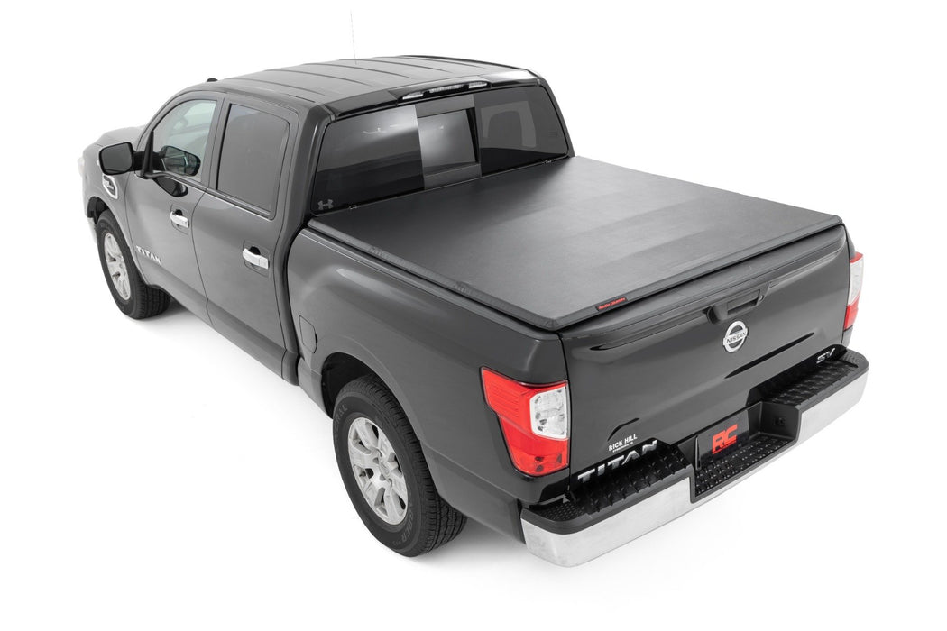 Rough Country Tri - Fold Soft Tonneau Cover for 2017 - 2024 NISSAN TITAN (5'7" Bed) - Recon Recovery