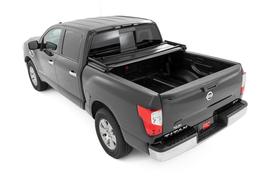 Rough Country Tri - Fold Soft Tonneau Cover for 2017 - 2024 NISSAN TITAN (5'7" Bed) - Recon Recovery