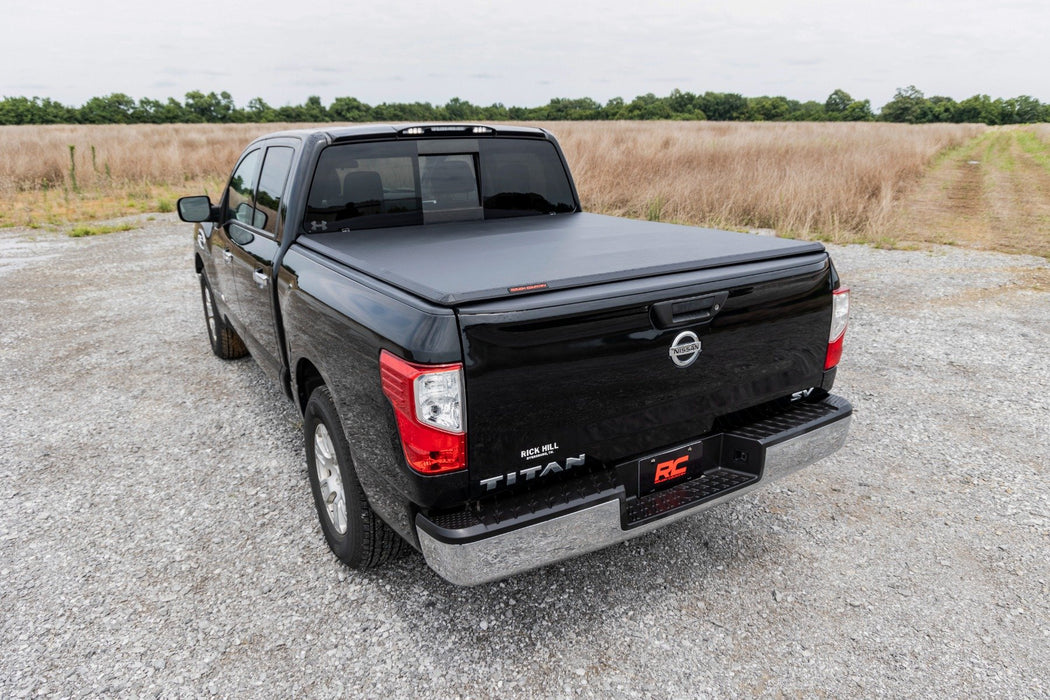 Rough Country Tri - Fold Soft Tonneau Cover for 2017 - 2024 NISSAN TITAN (5'7" Bed) - Recon Recovery