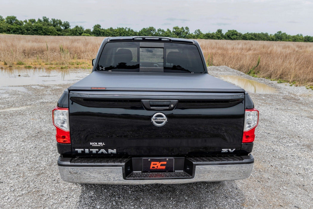 Rough Country Tri - Fold Soft Tonneau Cover for 2017 - 2024 NISSAN TITAN (5'7" Bed) - Recon Recovery