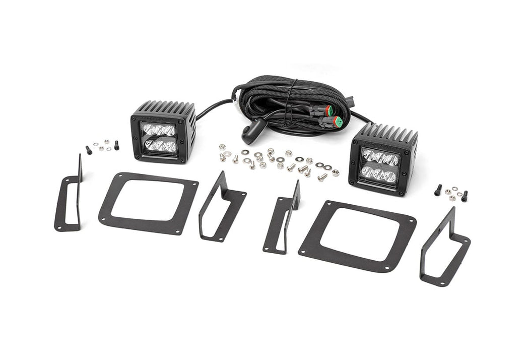 Rough Country Fog Mount 2 inch Black Pair LED Light Kit for 2014 - 2015 GMC Sierra 1500 - Recon Recovery