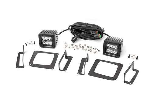 Rough Country Fog Mount 2 inch Black Pair LED Light Kit for 2014 - 2015 GMC Sierra 1500 - Recon Recovery