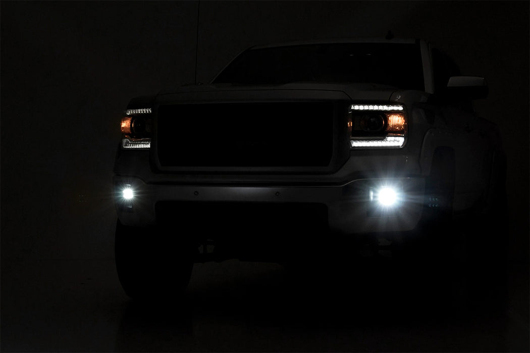 Rough Country Fog Mount 2 inch Black Pair LED Light Kit for 2014 - 2015 GMC Sierra 1500 - Recon Recovery