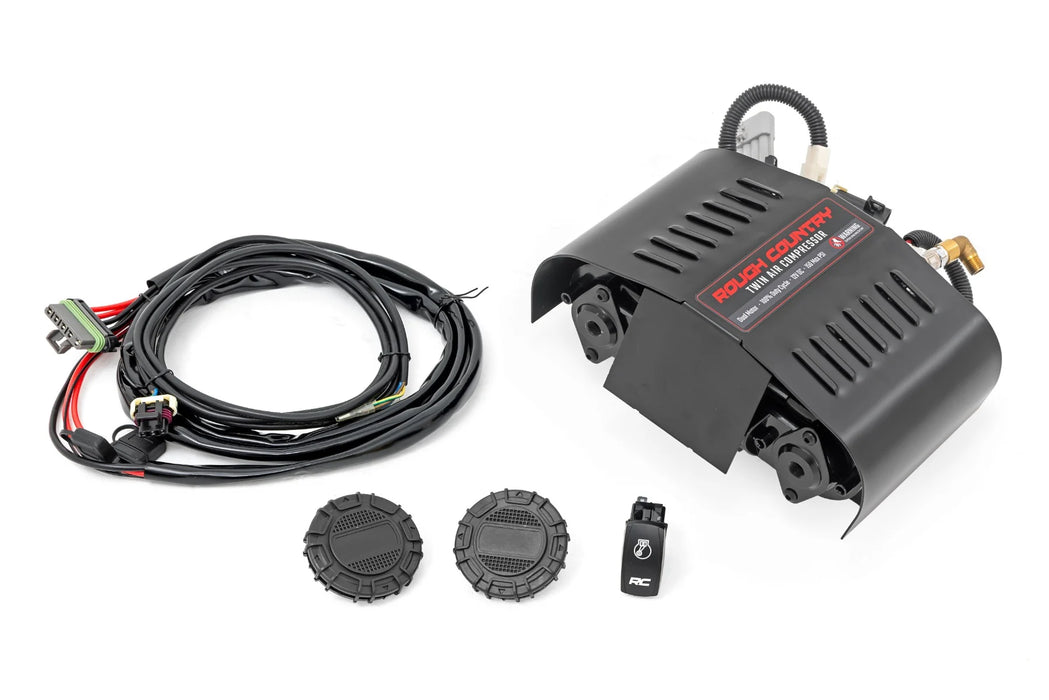 Rough Country RS205 Twin Motor 6.16 CFM Air Compressor Complete Kit & Wire Harness - 12 Volt