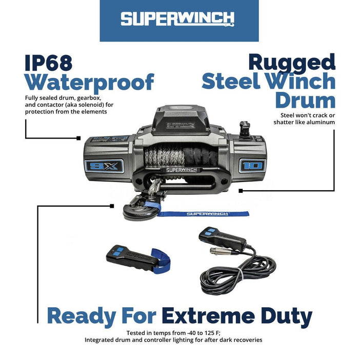 Superwinch SX12SR 12,000 lbs. Wireless Recovery Winch with LED - 80ft Synthetic Rope - Recon Recovery