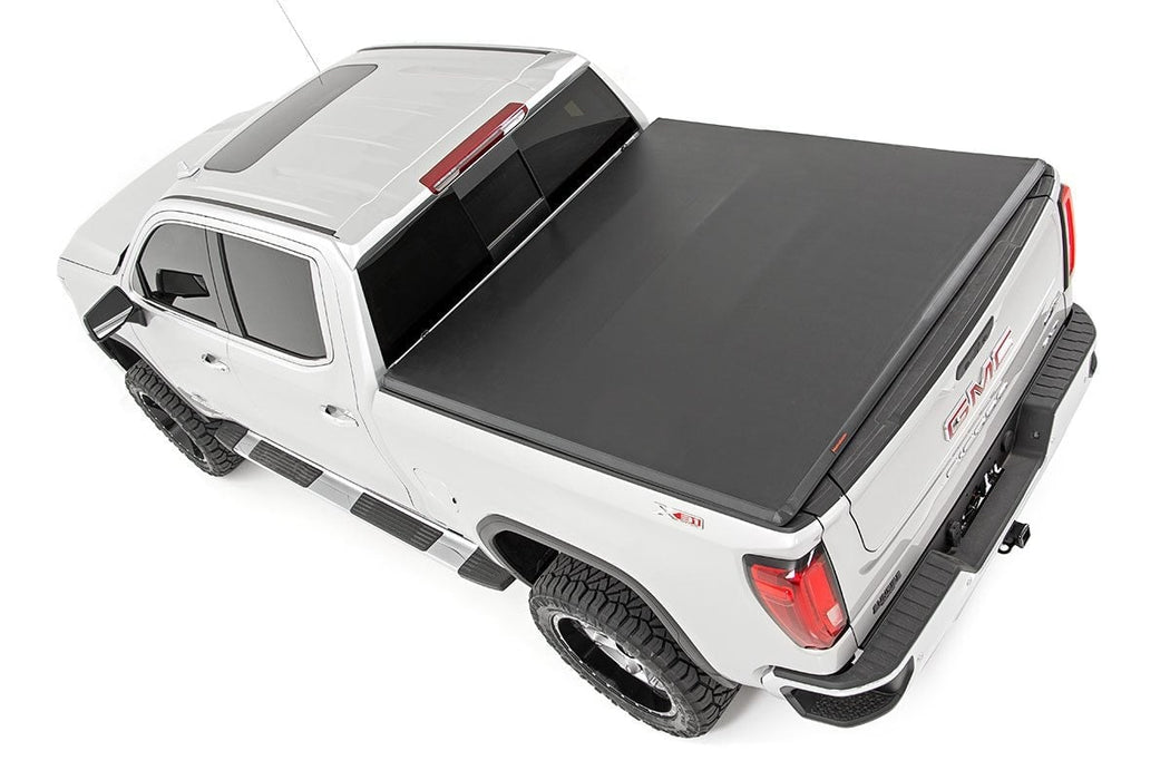 Rough Country Tri - Fold Soft Tonneau Cover for 2019 - 2026 Silverado Sierra 1500 (6'7" Bed) - Recon Recovery