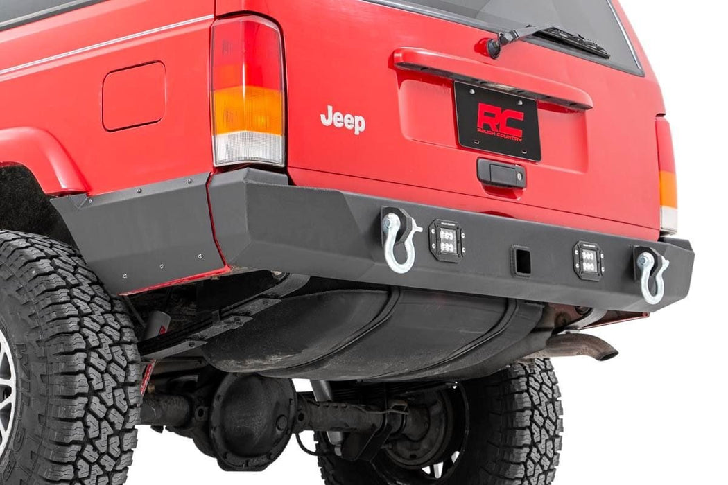 Rough Country High Clearance Rear Bumper With LED Lights for (84 - 01) Cherokee XJ 2WD / 4WD - Recon Recovery