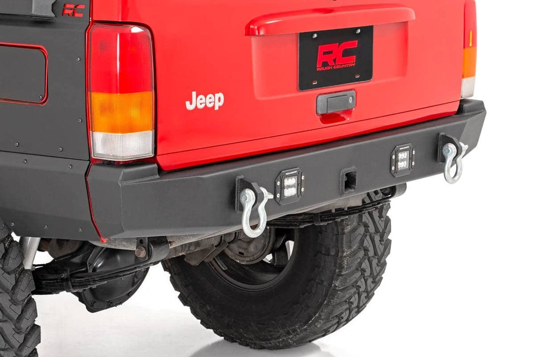 Rough Country High Clearance Rear Bumper With LED Lights for (84 - 01) Cherokee XJ 2WD / 4WD - Recon Recovery