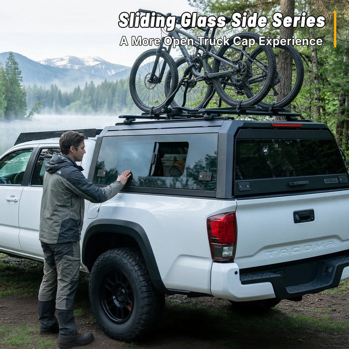 OPENROAD Bolt On Bed Cap with Sliding Side and Front Windows for 2019+ Jeep Gladiator JT