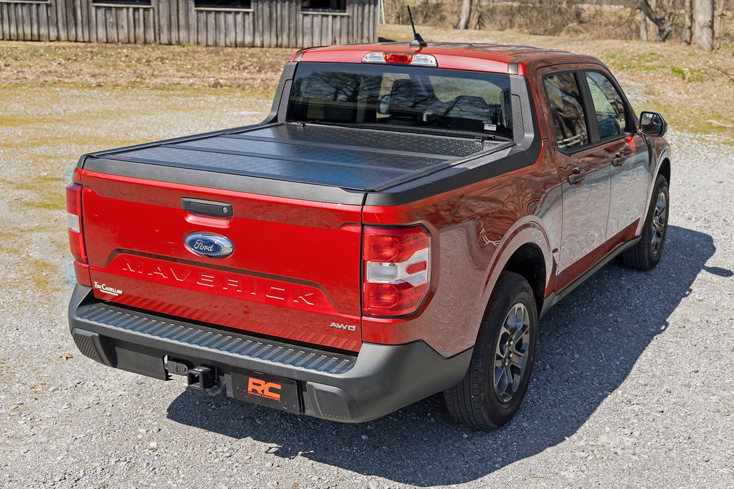 Rough Country 47254500A Low Profile Tri Fold Aluminum Tonneau Cover for 2022-2024 Ford Maverick (4'6" Bed) - Recon Recovery